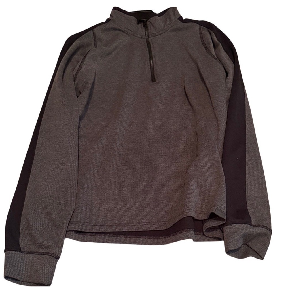 Mens Quarter Zip Pullover Heather Grey Black Athletic Performance Sweatshirt - Picture 4 of 4